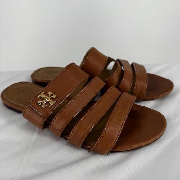 Tory Burch sandals womens 6.5 brown leather kira slide designer minimalist beach - Picture 2 of 7